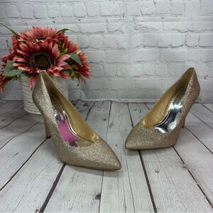 gianni bini gold glitter high heel pump size 9 formal prom bridal